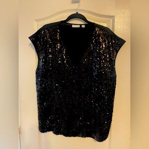 Black sparkly New York and company blouse gently used XL